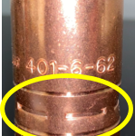 401-20-62 nozzle showing 6 jaw crimper notches